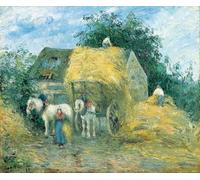 RZHRHJES Famous Painting Poster Art Canvas Print Retro Picture the Hay Cart Montfoucault by Camille Jacob Pissarro Poster Wall Art for Office Decor 60x90cm