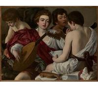 RZHRHJES Famous Painting Poster Art Canvas Print Retro Picture the Musicians by Caravaggio Poster Wall Art for Office Decor 60x90cm