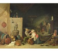 RZHRHJES Famous Painting Poster Art Canvas Print Retro Picture the Old Man and the Servant by David Teniers the Younger Poster Wall Art for Home Decor 60x90cm