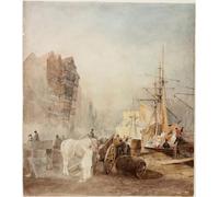 RZHRHJES Famous Painting Poster Art Canvas Print Retro Picture the Quayside Newcastle Upon Tyne by Luke Clennell Poster Wall Art for Office Decor 60x90cm
