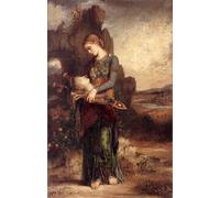 RZHRHJES Famous Painting Poster Art Canvas Print Retro Picture Thracian Girl Carrying the Head of Orpheus on His Lyre by Gustave Moreau Poster Wall Art for Home Decor 60x90cm