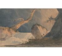 RZHRHJES Famous Painting Poster Art Canvas Print Retro Picture Waterfall in a Desolate Landscape by Sell Cotman Poster Wall Art for Home Decor 60x90cm