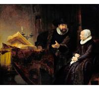 RZHRHJES Portrait Oil Painting Modern Wall Artwork Portrait of the mennonite Preacherornelius Claesz Anslo and his wife, Aaltje Gerritsdr Sho by Rembrandt van Rijn for Office Decor 60x90cm