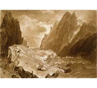 RZHRHJES Poster Art Print Canvas Print Poster Mer De Glace Valley of Chamouni Savoy From the 'Book of Studies' Engraved by the Artist by Mallord William Turner for Office Decor 60x90cm