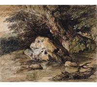 RZHRHJES Retro Picture Portrait Oil Painting Modern Wall Artwork a Hilly Landscape with Figures Approaching a Bridge by Gainsborough Canvas Poster for Home Decor 60x90cm