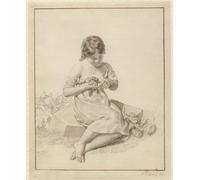 RZHRHJES Retro Picture Portrait Oil Painting Modern Wall Artwork a Little Girl Who Has Stuck Her Finger on a Rose Thorn by C W Eckersberg Canvas Poster for Office Decor 60x90cm