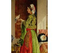RZHRHJES Retro Picture Portrait Oil Painting Modern Wall Artwork Caged Doves by John Frederick Lewis Canvas Poster for Home Decor 60x90cm