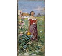 RZHRHJES Retro Picture Portrait Oil Painting Modern Wall Artwork Camargaise a Jug Young Woman Clothed with a Gypsy in a Field by Henri Adrien Tanoux Canvas Poster for Home Decor 60x90cm