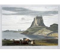 RZHRHJES Retro Picture Portrait Oil Painting Modern Wall Artwork Castle on Holy Island Northumberland by William Daniell Canvas Poster for Home Decor 60x90cm