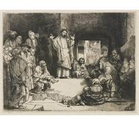 RZHRHJES Retro Picture Portrait Oil Painting Modern Wall Artwork Christ preaching 'la petite tombe' by Rembrandt van Rijn Canvas Poster for Office Decor 60x90cm
