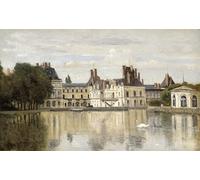 RZHRHJES Retro Picture Portrait Oil Painting Modern Wall Artwork Fontainebleau View of the Chateau and Lake Fontainebleau by Jean Baptiste Camille Corot Canvas Poster for Home Decor 60x90cm