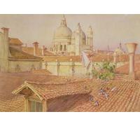 RZHRHJES Retro Picture Portrait Oil Painting Modern Wall Artwork From the Artists Window Looking Towards Santa Maria Della Salute by Walter Frederick Roofe Tyndale for Office Decor 60x90cm