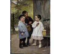 RZHRHJES Retro Picture Portrait Oil Painting Modern Wall Artwork Give Me a Bite by Henri Jules Jean Geoffroy Canvas Poster for Home Decor 60x90cm