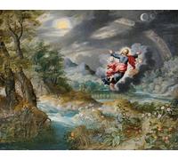 RZHRHJES Retro Picture Portrait Oil Painting Modern Wall Artwork God Creating the Sun the Moon and the Stars in the Firmament by Jan Brueghel the Younger Canvas Poster for Home Decor 60x90cm