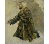 RZHRHJES Retro Picture Portrait Oil Painting Modern Wall Artwork God's Fool on His Knees by Vasilij Ivanovic Surikov Canvas Poster for Home Decor 60x90cm