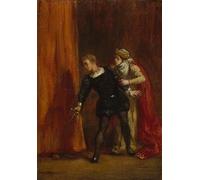 RZHRHJES Retro Picture Portrait Oil Painting Modern Wall Artwork Hamlet and His Mother by Ferdinandeugene Delacroix Canvas Poster for Office Decor 60x90cm