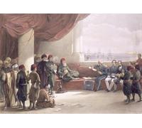 RZHRHJES Retro Picture Portrait Oil Painting Modern Wall Artwork Interview with the Viceroy of Egypt At His Palace At Alexandria by David Roberts Canvas Poster for Home Decor 60x90cm