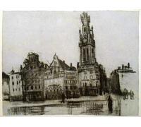 RZHRHJES Retro Picture Portrait Oil Painting Modern Wall Artwork Old Houses with the Tower of the Cathedral by Vincent Van Gogh Canvas Poster for Home Decor 60x90cm