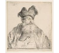 RZHRHJES Retro Picture Portrait Oil Painting Modern Wall Artwork Old man with divided Fur cap by Rembrandt van Rijn Canvas Poster for Home Decor 60x90cm