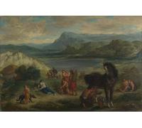 RZHRHJES Retro Picture Portrait Oil Painting Modern Wall Artwork Ovid Among the Scythians by Eugene Delacroix Canvas Poster for Home Decor 60x90cm
