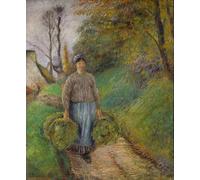 RZHRHJES Retro Picture Portrait Oil Painting Modern Wall Artwork Peasant Woman Carrying Two Bundles of Hay by Camille Jacob Pissarro Canvas Poster for Office Decor 60x90cm