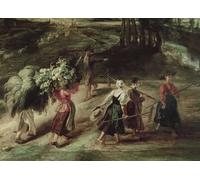 RZHRHJES Retro Picture Portrait Oil Painting Modern Wall Artwork Peasants Returning From the Fields Detail of a Group of Peasant Women by Peter Paul Rubens Canvas Poster for Home Decor 60x90cm