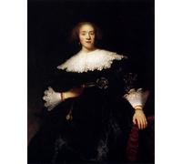 RZHRHJES Retro Picture Portrait Oil Painting Modern Wall Artwork Portrait of A Young Woman With A Fan Rembrandt Canvas Poster for Home Decor 60x90cm