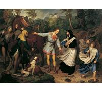 RZHRHJES Retro Picture Portrait Oil Painting Modern Wall Artwork Rudolf of Habsburg and the Priest by Ludwig Ferdinand Schnorr Von Carolsfeld Canvas Poster for Office Decor 60x90cm