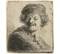RZHRHJES Retro Picture Portrait Oil Painting Modern Wall Artwork Self-portrait in a cap: Laughing by Rembrandt van Rijn Canvas Poster for Office Decor 60x90cm
