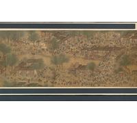 RZHRHJES Retro Picture Portrait Oil Painting Modern Wall Artwork Spring Festival on the River by Qing Dynasty Chinese School Canvas Poster for Office Decor 60x90cm