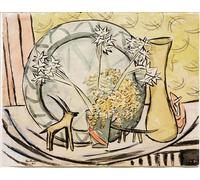 RZHRHJES Retro Picture Portrait Oil Painting Modern Wall Artwork Still Life with Ibex and Daffodils by Max Beckmann Canvas Poster for Office Decor 60x90cm