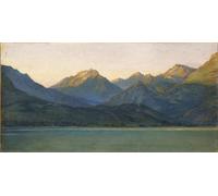 RZHRHJES Retro Picture Portrait Oil Painting Modern Wall Artwork Sun Setting over the Alps Harry van der Weyden Canvas Poster for Office Decor 60x90cm