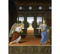 RZHRHJES Retro Picture Portrait Oil Painting Modern Wall Artwork the Annunciation and Three Stories From Genesis by Lorenzo Di Credi Canvas Poster for Office Decor 60x90cm