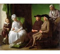 RZHRHJES Retro Picture Portrait Oil Painting Modern Wall Artwork the Artist's Family by Benjamin West Canvas Poster for Office Decor 60x90cm