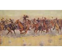 RZHRHJES Retro Picture Portrait Oil Painting Modern Wall Artwork the Charge From Colliers Weekly by Frederic Remington Canvas Poster for Office Decor 60x90cm