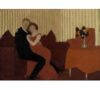 RZHRHJES Retro Picture Portrait Oil Painting Modern Wall Artwork The Lie Le Mensonge by Felix Edouard Vallotton Canvas Poster for Office Decor 60x90cm