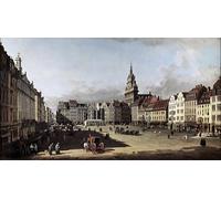 RZHRHJES Retro Picture Portrait Oil Painting Modern Wall Artwork the Old Market Place in Dresden by Bernardo Bellotto Canvas Poster for Office Decor 60x90cm