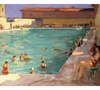 RZHRHJES Retro Picture Portrait Oil Painting Modern Wall Artwork the People's Pool Palm Beach by Lavery Canvas Poster for Office Decor 60x90cm