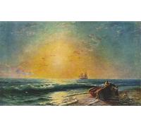 RZHRHJES Retro Picture Portrait Oil Painting Modern Wall Artwork the Sunrise by Ivan Constantinovich Ayvazovsky Canvas Poster for Office Decor 60x90cm