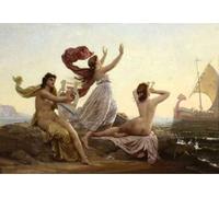 RZHRHJES Retro Picture Portrait Oil Painting Modern Wall Artwork Ulysses and the Sirens by Marie-francois Firmin-girard Canvas Poster for Office Decor 60x90cm