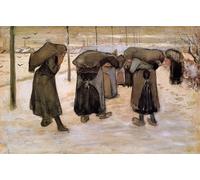 RZHRHJES Retro Picture Portrait Oil Painting Modern Wall Artwork Woman Miners Carrying Coal Vincent Van Gogh Canvas Poster for Office Decor 60x90cm