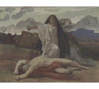 RZHRHJES Vintage Picture Wall Picture Painting Print Poster Antigone Gives Token Burial to the Body of Her Brother Polynices by Jules Eugene Lenepveu Abstract Wall Art Painting for Home Decor 60x90cm