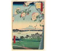 RZHRHJES Vintage Picture Wall Picture Painting Print Poster Forest of Suijin Shrine and Masaki on the Sumida River by Utagawa Hiroshige Abstract Wall Art Painting for Office Decor 60x90cm