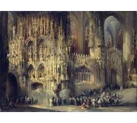RZHRHJES Vintage Picture Wall Picture Painting Print Poster Interior of San Miguel in the City of Jerez Andalusia Jenaro Pérez Villaamil Abstract Wall Art Painting for Home Decor 60x90cm
