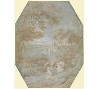 RZHRHJES Vintage Picture Wall Picture Painting Print Poster Landscape with the Rest on the Flight Into Egypt by Claude Lorrain Abstract Wall Art Painting for Home Decor 60x90cm