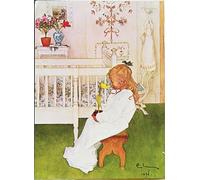 RZHRHJES Vintage Picture Wall Picture Painting Print Poster Lisbeth with a Yellow Tulip by Carl Larsson Abstract Wall Art Painting for Home Decor 60x90cm