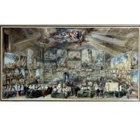 RZHRHJES Vintage Picture Wall Picture Painting Print Poster the Amateur's Office by Gabriel De Saint Aubin Abstract Wall Art Painting for Office Decor 60x90cm