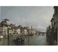 RZHRHJES Vintage Picture Wall Picture Painting Print Poster the Arno Between the Ponte Vecchio and Ponte Santa Trinità Florence by Bernardo Bellotto Abstract Wall Art Painting for Home Decor 60x90cm