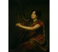 RZHRHJES Vintage Picture Wall Picture Painting Print Poster the Marchioness of Northampton Playing a Harp by Henry Raeburn Abstract Wall Art Painting for Office Decor 60x90cm