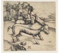 RZHRHJES Vintage Picture Wall Picture Painting Print Poster the Monstrous Pig of Landser by Albrecht Dürer Abstract Wall Art Painting for Office Decor 60x90cm